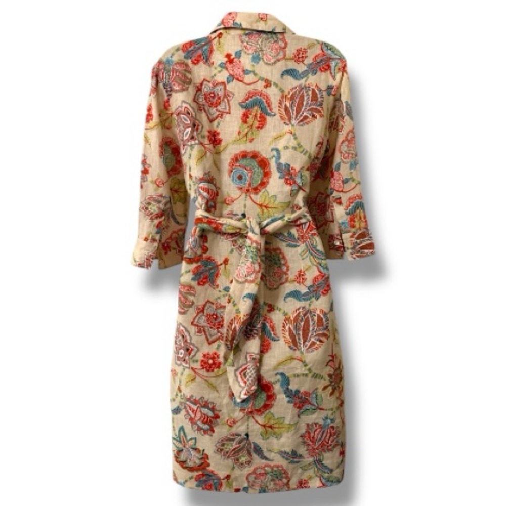 Lafayette 148 Linen Sash Belt Floral Wrap Dress Size 8 - Picture 4 of 8